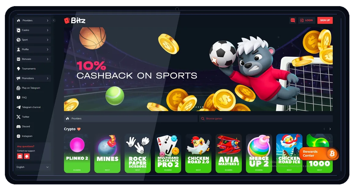 Bitz desktop home in laptop mockup